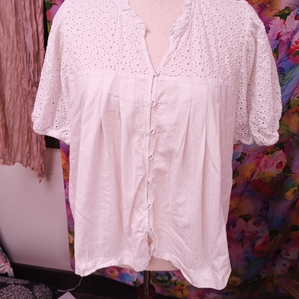 Laura Ashley White Eyelet Blouse